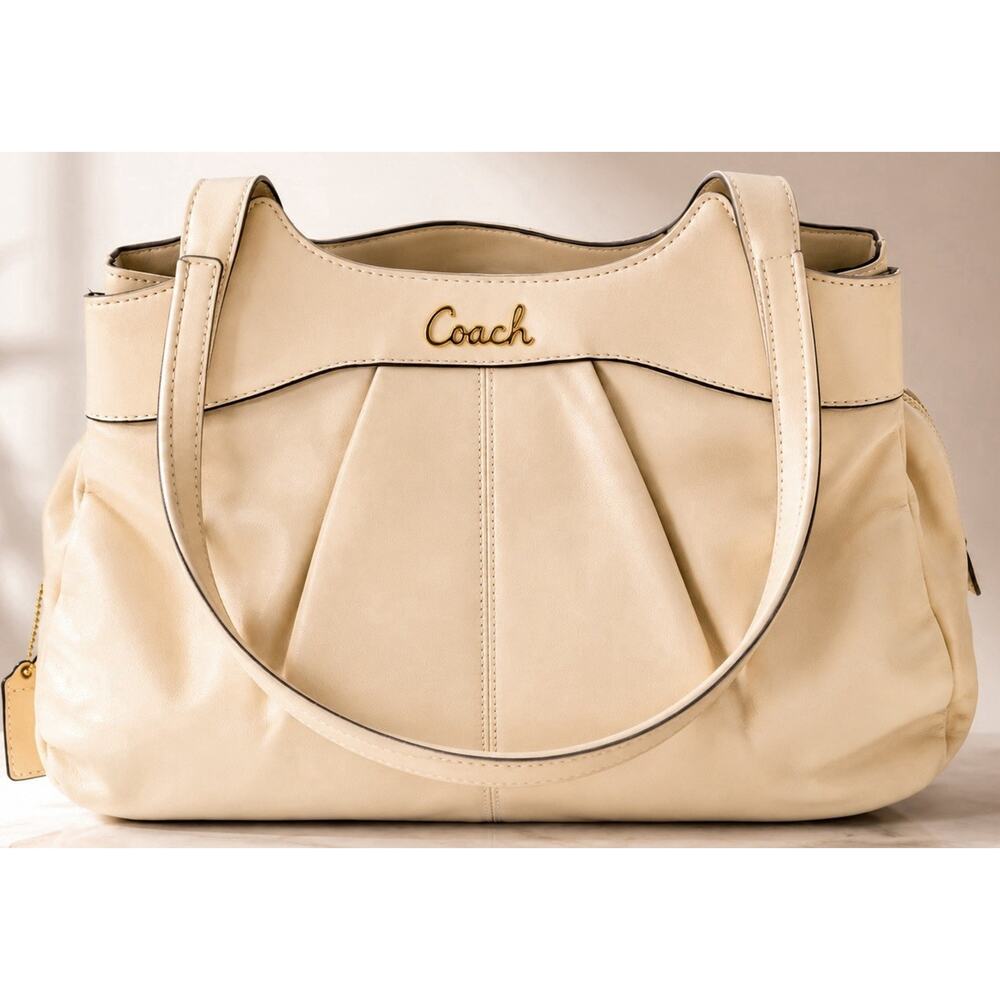 Coach Kristin Ivory Leather Satchel Bag Shoulder Purse Large Hobo Vintage Y2K